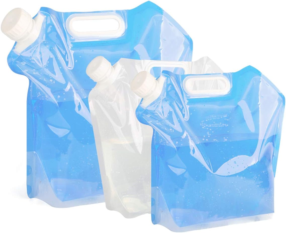 KMAKII 5/10 litres Collapsible Water Container, BPA Free Plastic Water Container,Outdoor Folding Water Bag for Sport Camping Riding Mountaineer(Two 5L Water Bag+10L Water Bag)