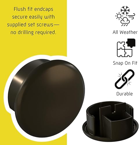 Miniatura 5 de Juego completo de barandilla, con tapas empotradas, perfil redondo de 1.6 pulgadas