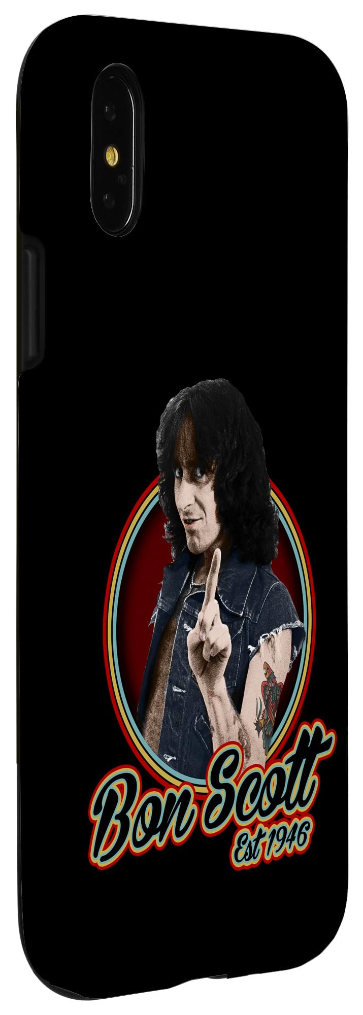 Bon Scott Retro Circle Photo Est 1946 Case for iPhone X/XS - Image 3