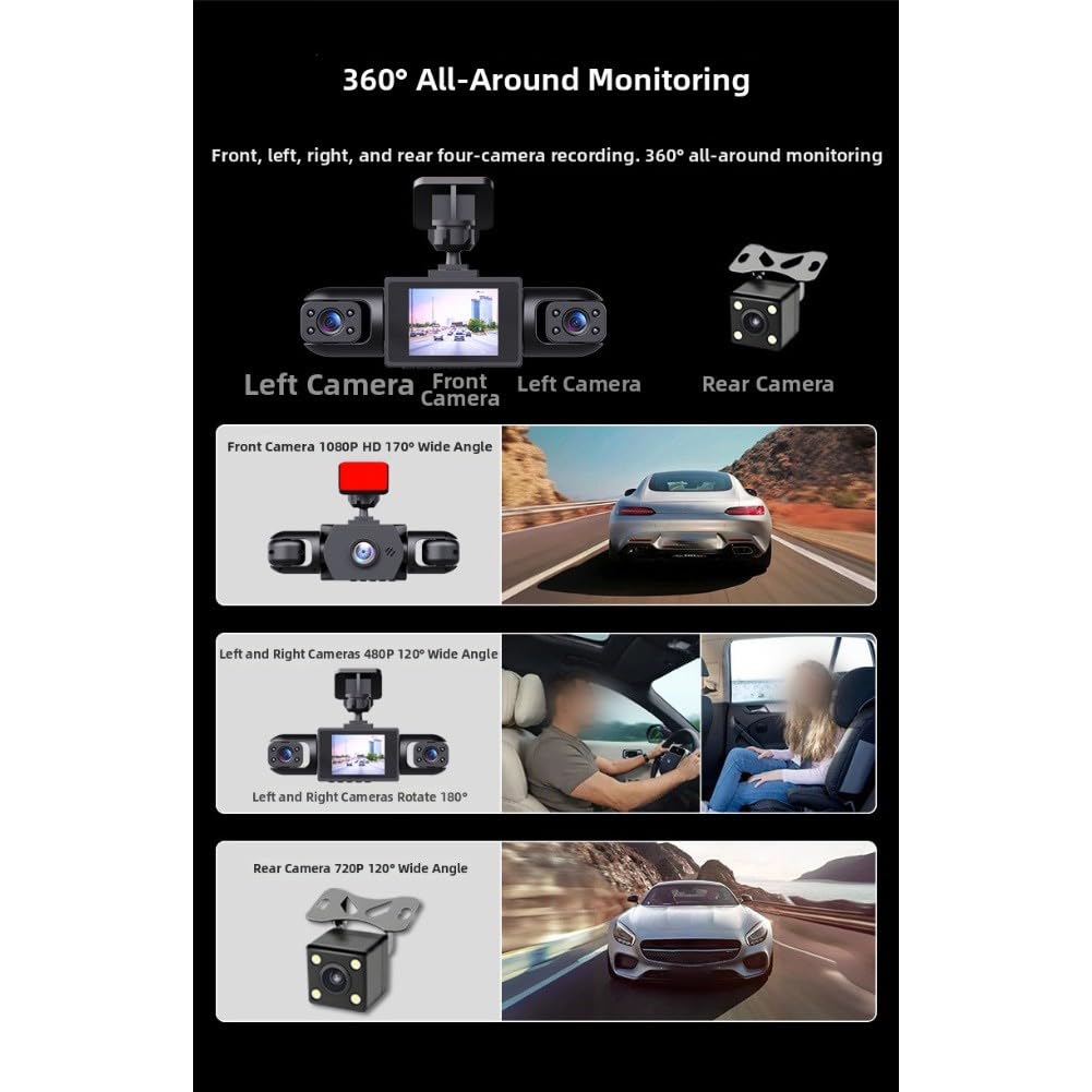Kamera samochodowa 4K UHD 360 View Driving Recorder Lens Video