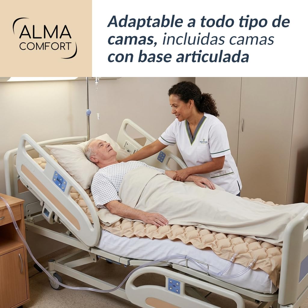 ALMA Colchón Antiescaras de Presión Alternada con Compresor G11, 130 Celdas, Silencioso y Ajustable, Impermeable, Dispositivo Médico para Cama de 90 cm, Prevención de Úlceras en Encamados, hasta 135kg
