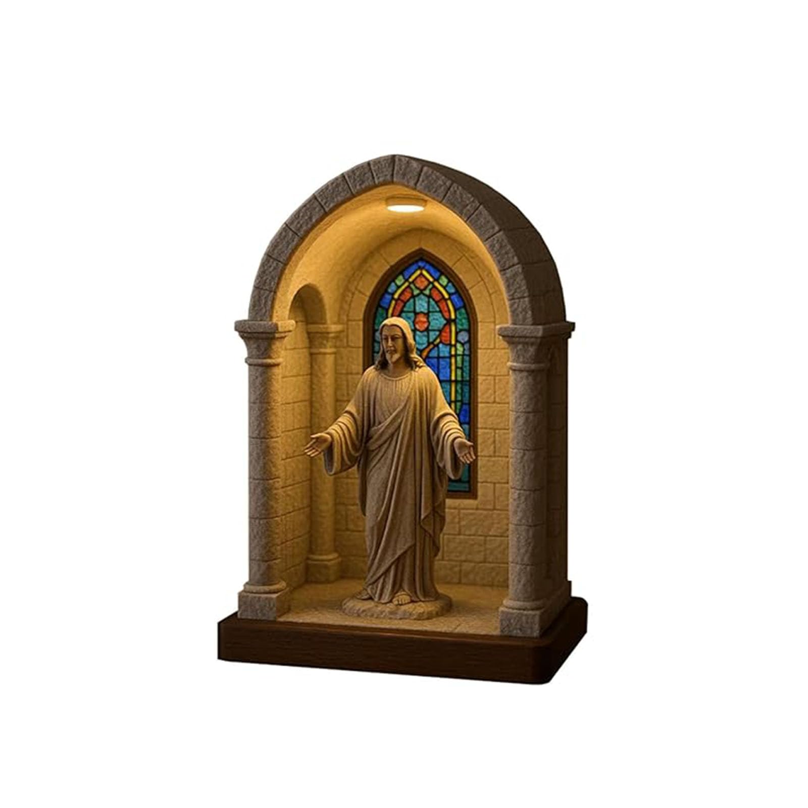 Virgin Mary LED Devotional Table Lamp, Handmade Catholic Religious Night Light with Warm Soft Glow, Sacred Virgin Mary Statue Lamp for Bedroom Prayer Altar Home Decor (C)