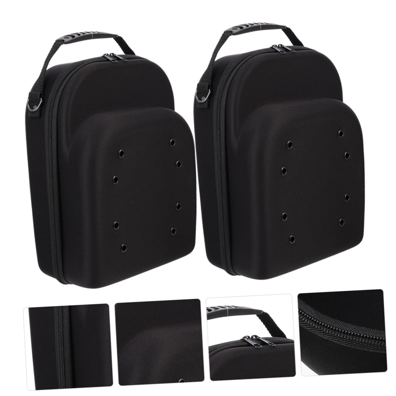 MAGICLULU Custodia Da Viaggio Per Cappelli Da Baseball Porta Berretto in Eva Rigida Maniglia e Fori Aria, Scatola Protettiva Nera Da 2 Pezzi Per Viaggio e Conservazione