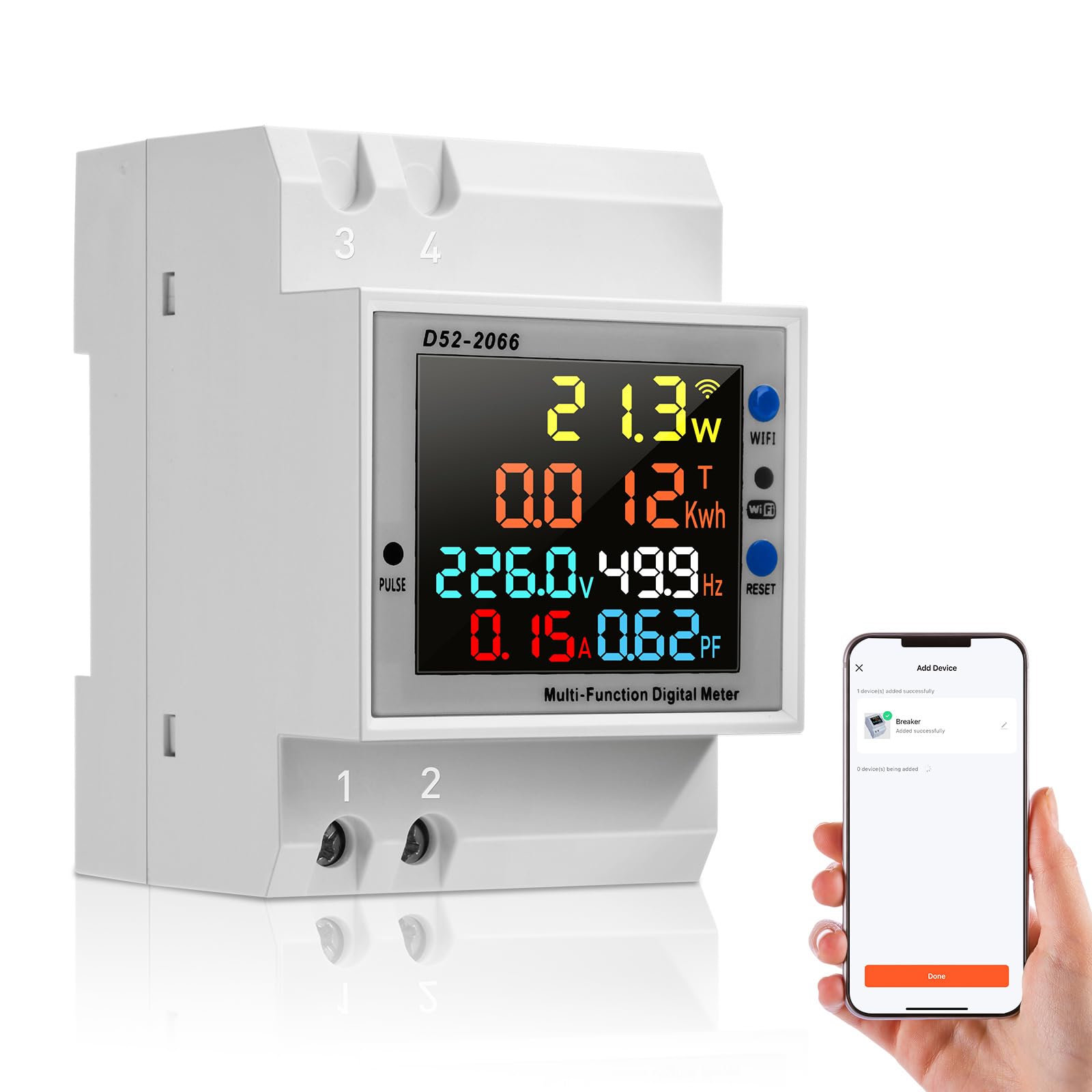 Diymore Contatore Elettrico Monofase 100A, AC40-300V Misuratore di Energia WiFi su Guida DIN con Telecomando Tuya APP