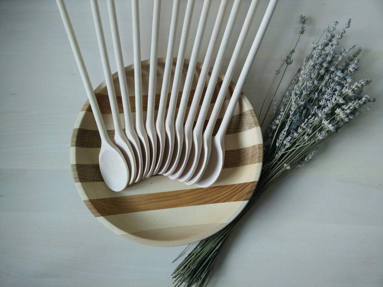 Mr.Woodware 30 cm Holzlöffel zum Kochen – Set mit 12 ovalen Holzlöffeln mit langem Griff zum Mischen, Rühren, Verkosten, Küchenutensilien aus Holz zum Kochen und Basteln, personalisierte