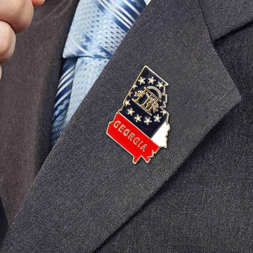 Image of State Shaped Map Lapel Metal Pin Enamel Brooch Keepsake Beautifully Designed for Backpack Hat