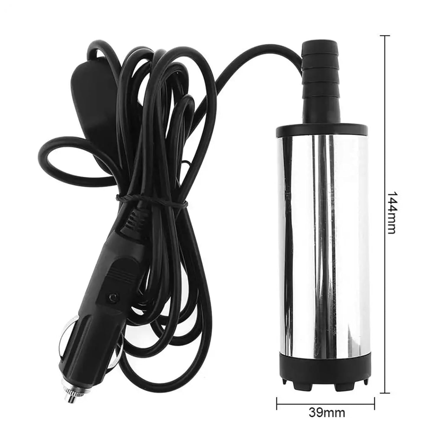 DC 12V 38MM Portable Stainless Steel Car Electric Submersible Pump Fuel Water Oil Barrel Pump with Car Charger 1Pcs