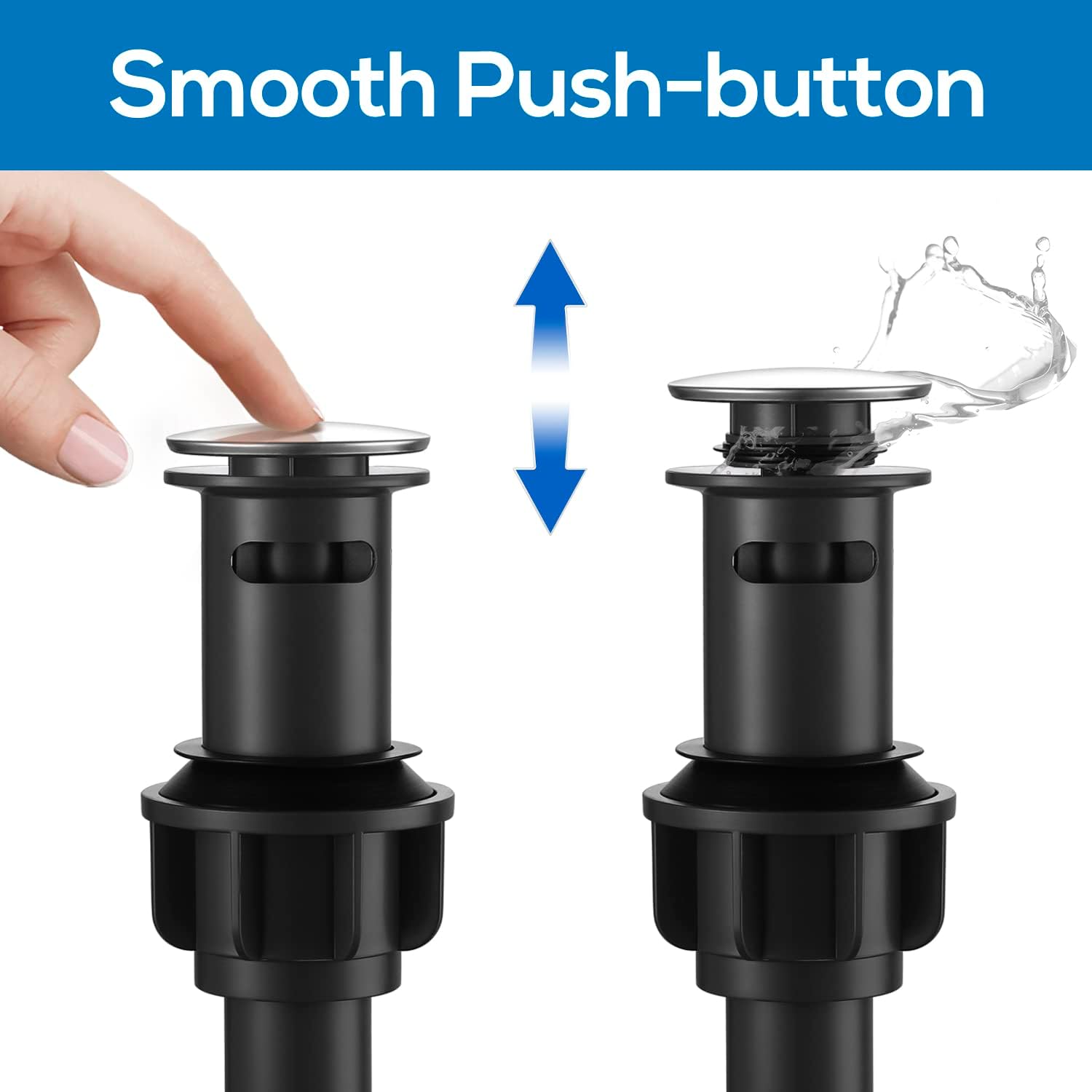 Bathroom Sink Drain with Overflow Pop Up Drain Stopper Vessel Sink Lavatory Vanity Anti Clog Chrome