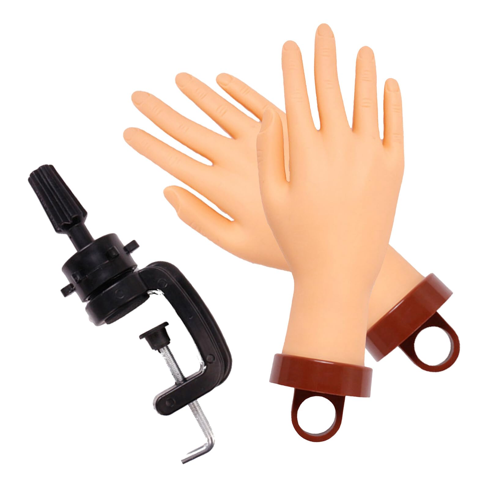 Cabilock Kit de Práctica para Uñas con Mano Flexible de Silicona Soporte de Escritorio Estable Mano de Maniquí Realista para Entrenamiento Manicura y Arte de Uñas para Técnicos