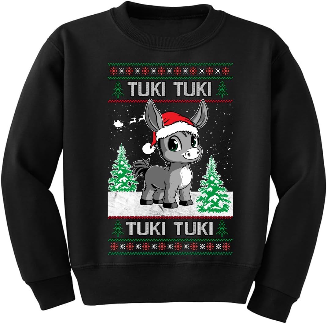 Wild Bobby Tuki Tuki Tuki Funny Ninos Ninas Spanish Music Lyricso Ugly Christmas Unisex Boys Girls Crewneck Sweatshirt