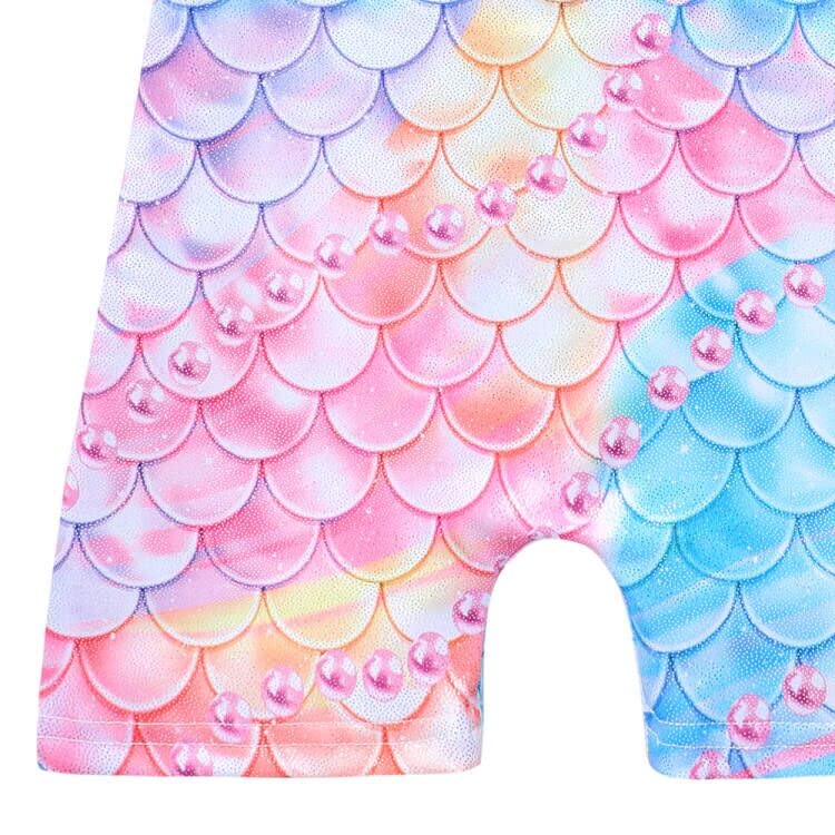 Leotards for Girls Gymnastics Toddler Dance Biketards Mermaid Unicorn Athletic Dance Wear Shiny Rainbow Blue Hotpink