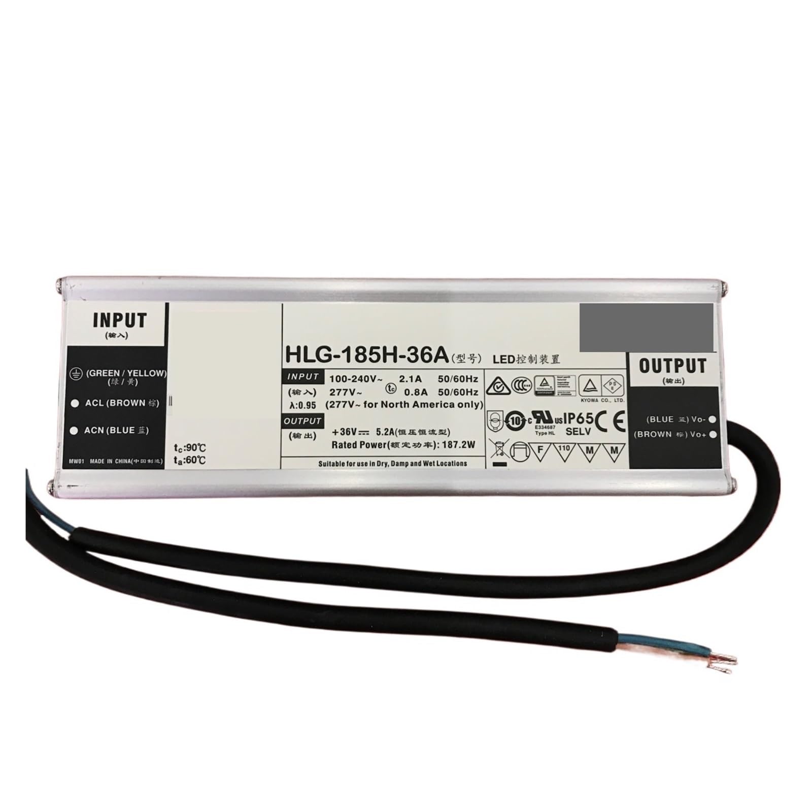 ZDVHOMCB HLG-185H-48A 48V 185W constant current + constant voltage LED driver