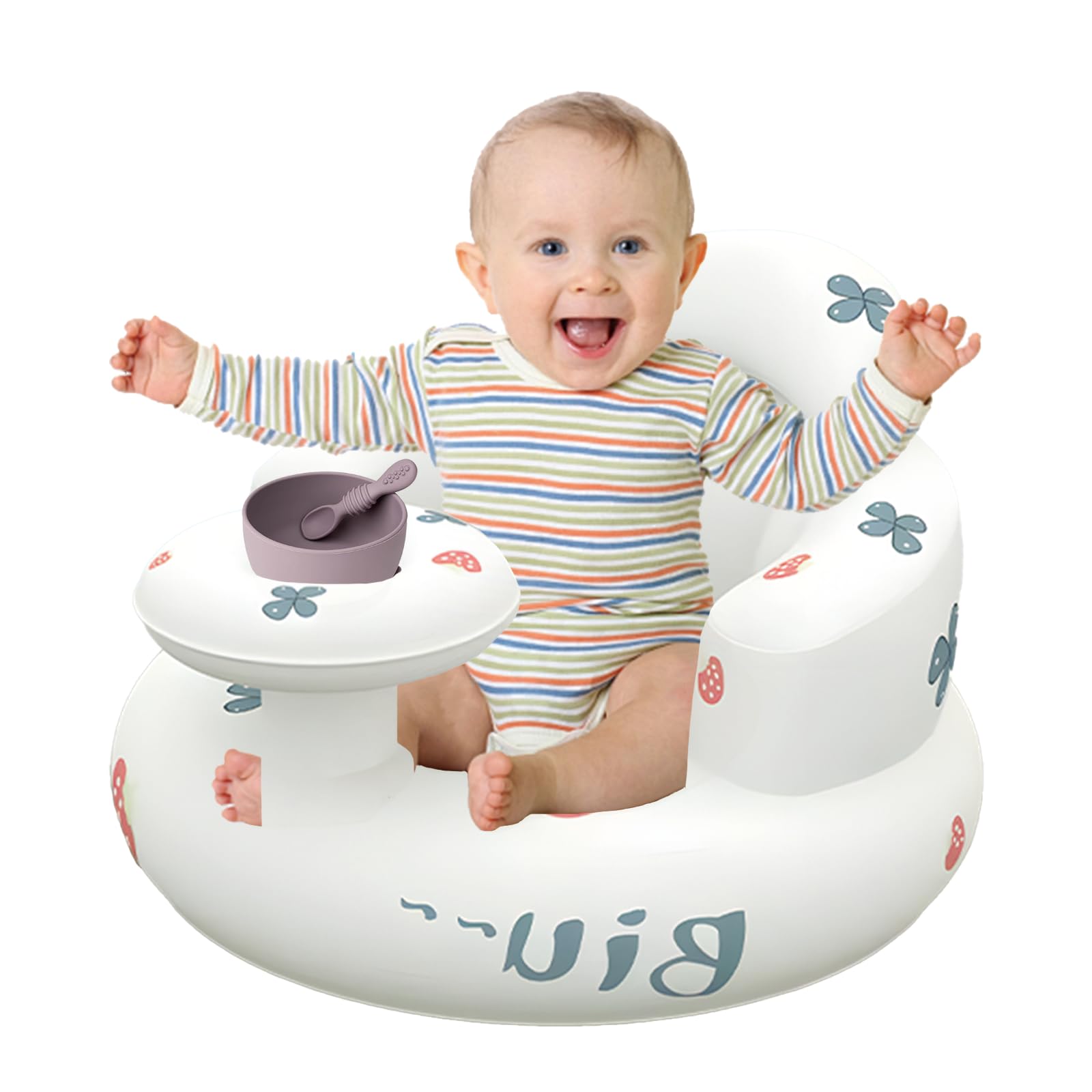 Baby Aufblasbarer Sitz für Babys ab 3 Monaten, aufblasbarer Babystuhl mit Tablett, Kleinkind-Bodensitze zum Sitzen, aufblasbarer Neugeborenensitz, integrierte Luftpumpe, Stuhl mit Rückenstütze