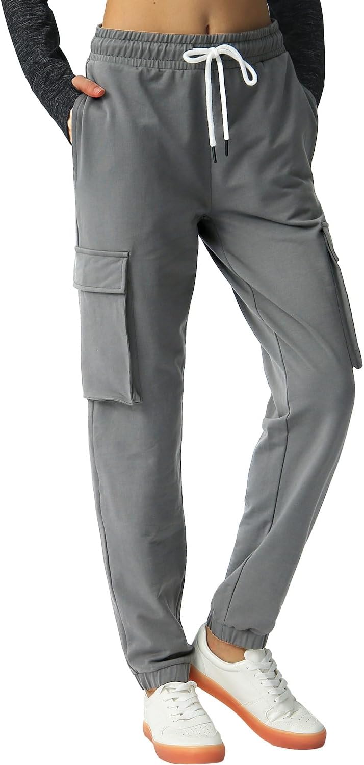 SPECIALMAGIC Women's Cargo Sweatpants Cotton Athletic Joggers 4 Pockets Sporty Pants