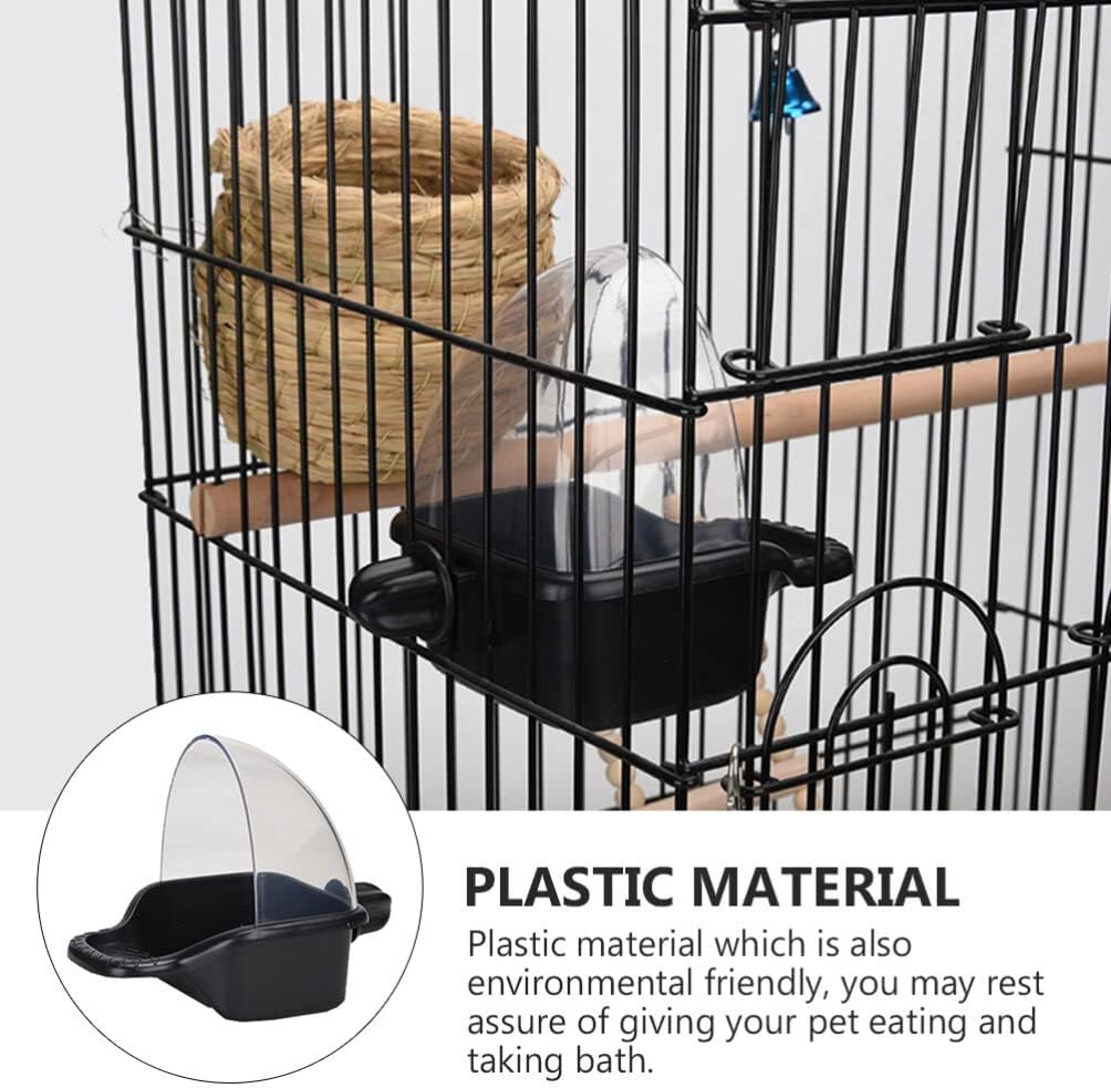 STOBOK Plastic Bird Feeder, Bird Bath Tub, Suitable for Small Parrots and Finches, 12.50x12.50x12.50cm