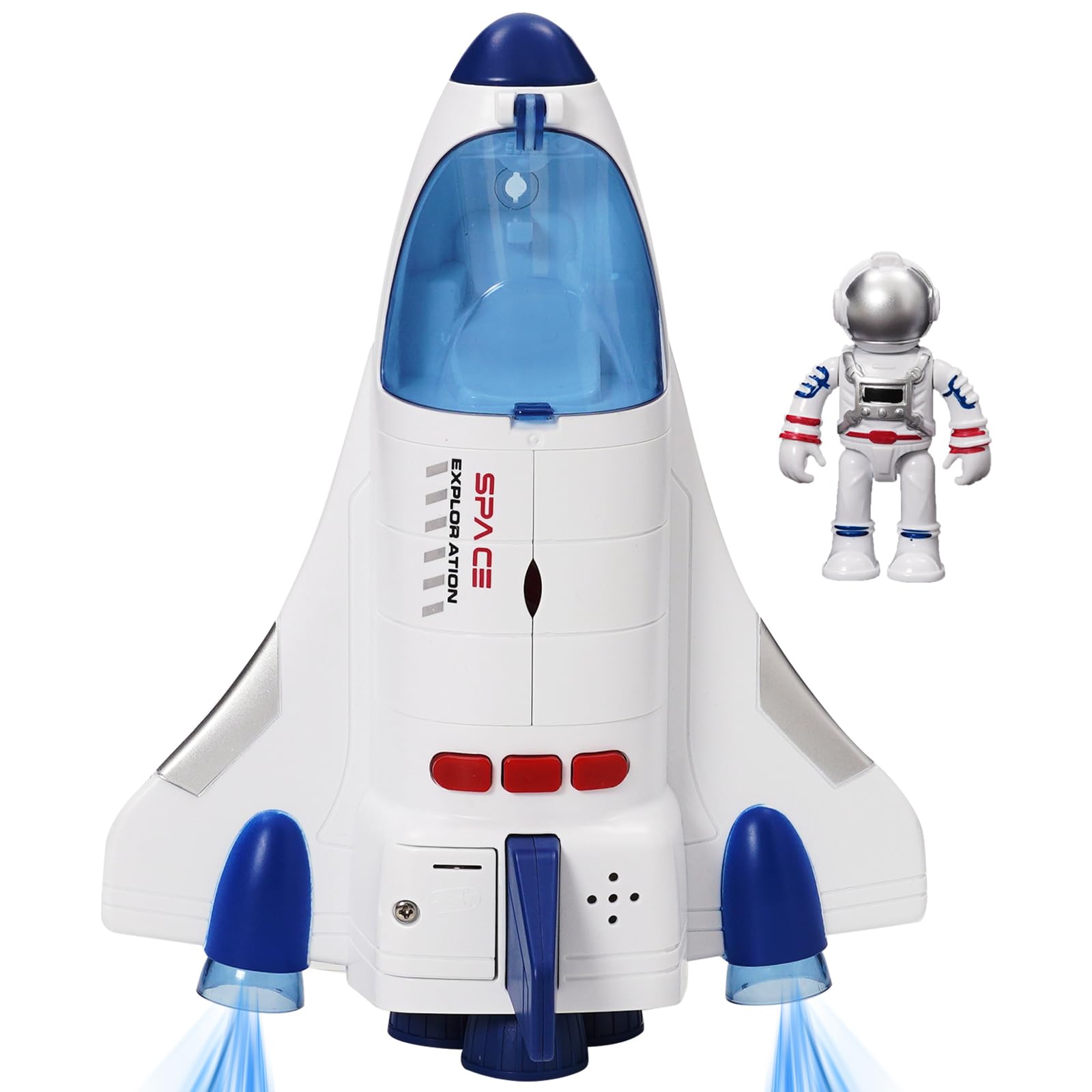 YULEYU Spaceship Toy Set with Lights & Sound for Boys Girls, including 3 Astronauts Figure, 1 Space Rocket, 2 Space Rover, 1 Shuttle, Astro Venture Playset 10 Pcs (2) (2 Pcs)