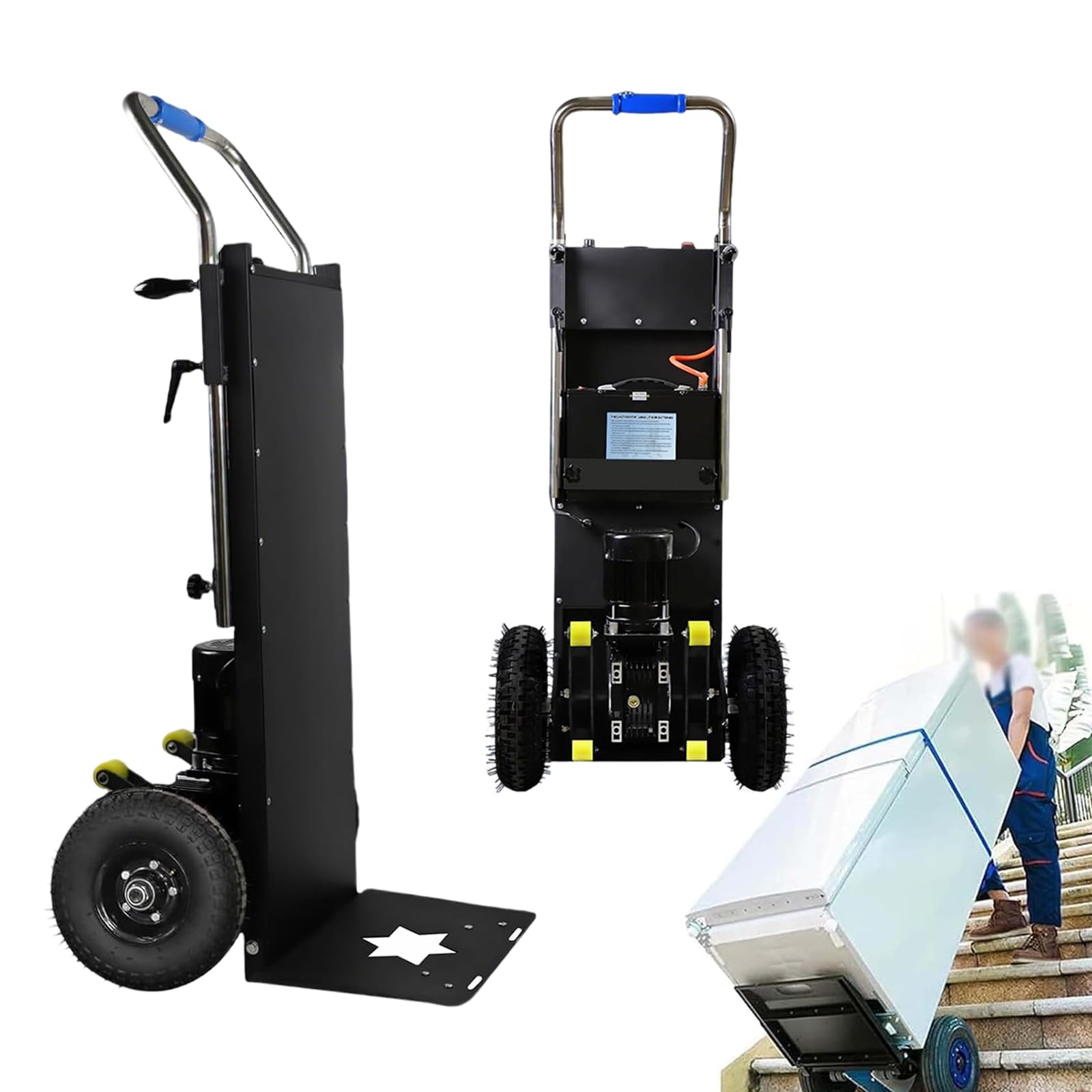 UYSELA Electric Hand Trolley, 1200 W Trolley for Climbing Stairs with Telescopic Handle for Logistics Distribution Warehouse, Labor and Practic Saving