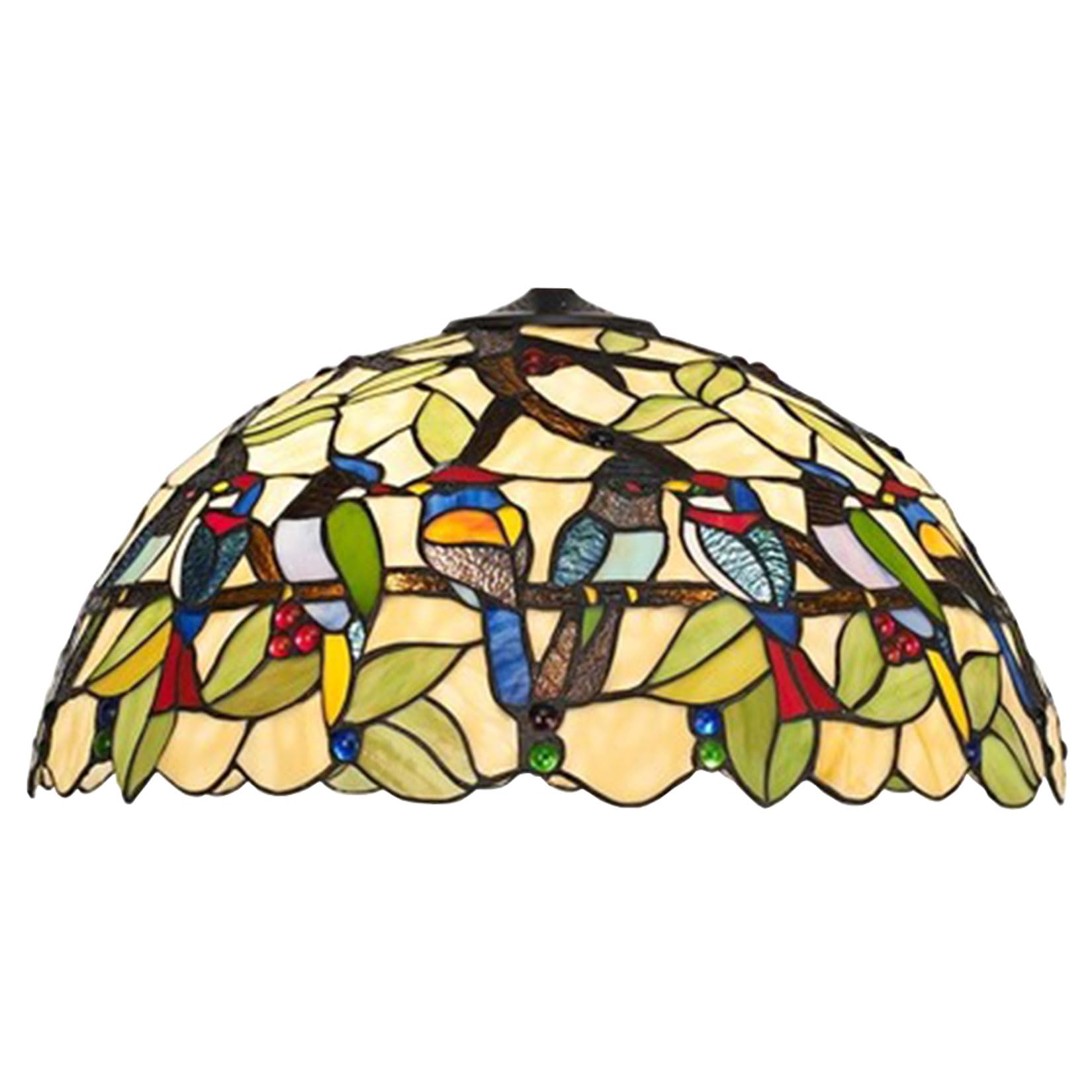 SaryEdge 18 Inch Bird Lamp Shade Replacement Only Tiffany Stained Glass Lamp Chimney, Vintage Victoria Handmade Green Leaf Light Cover Accessories for Table Lamp Pendant Light Floor La，