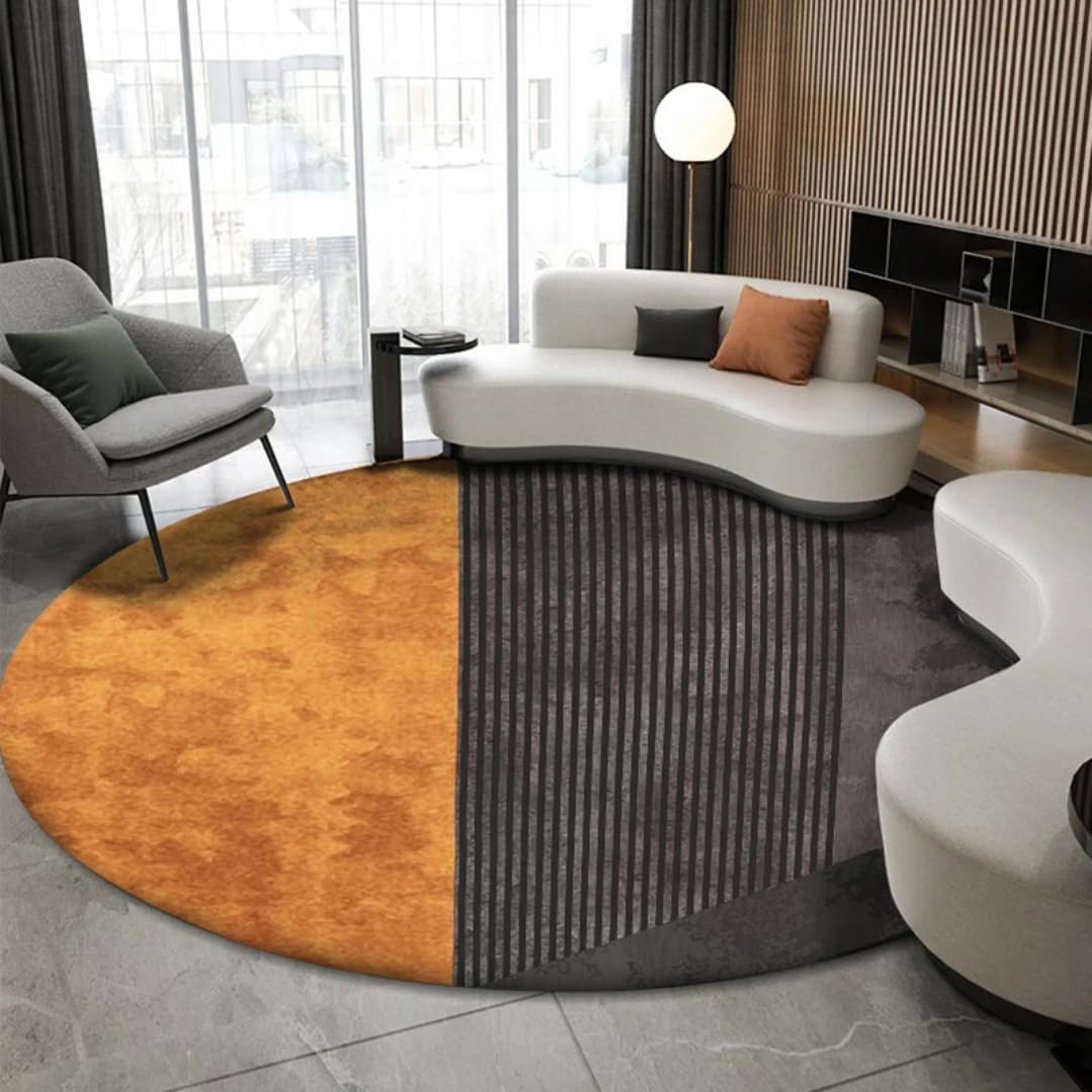 Tapis rond à poils courts salon chambre 180x180 épais tapis grand format E-65