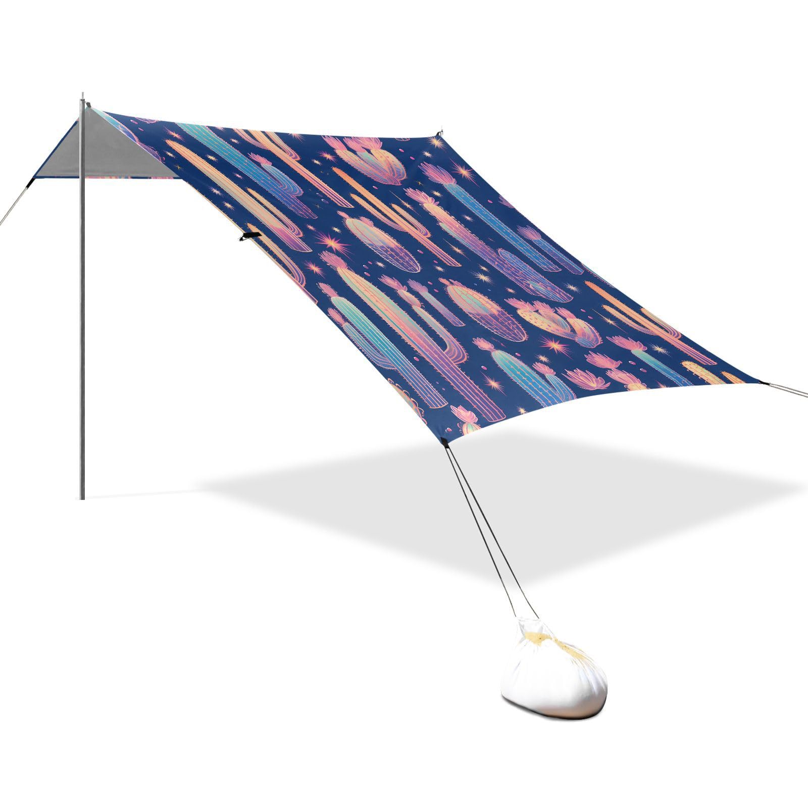 Giant Cactus Translucent Beach Cabana Tent UPF50 Water-Resistant Large Sun Shelter with Sand Pockets for Camping, Picnics, Backyard & Fishing