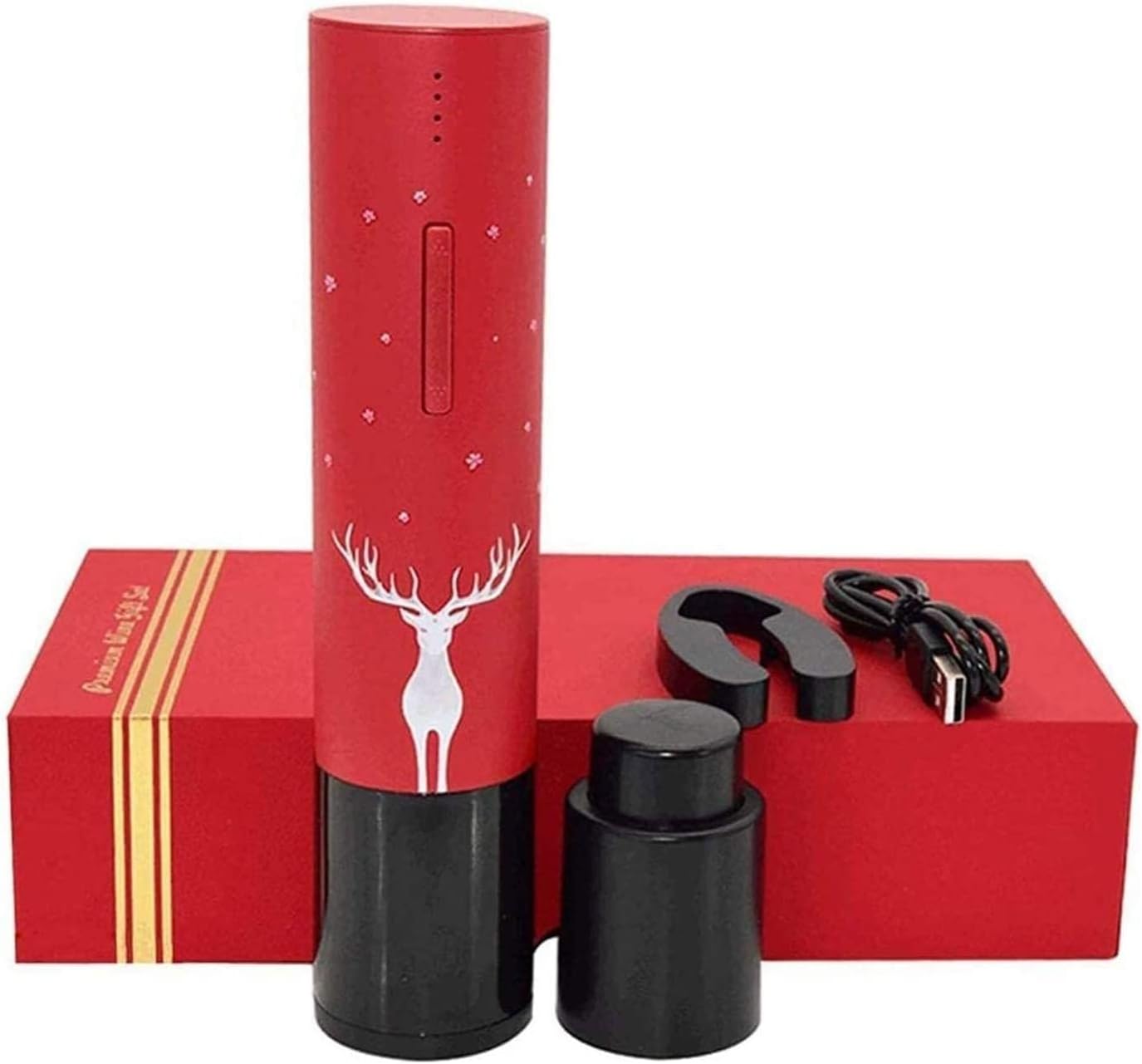 Electric Wine Opener Rechargeable Cordless Automatic Corkscrew Wine Bottle Opener with Foil Cutter Stainless Steel for Kitchen Bar Restaurant Home Party