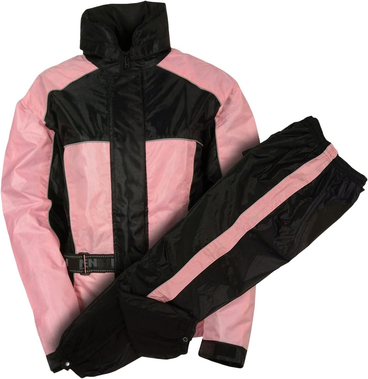 Milwaukee Leather Women's Waterproof Rain Suit With Reflective Piping Pink/Black