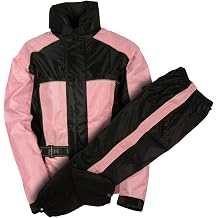 Women's Waterproof Rain Suit With Reflective Piping Pink/Black