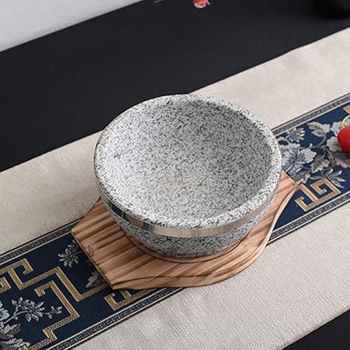 Miniatura 6 de 2pcs Dolsot Coreano Piedra Tazón Base de Madera Bibimbap Bowl Madera Mat Hot Pot Trivet Underliner Cacerola Pot Bandeja Posavasos para el Hogar