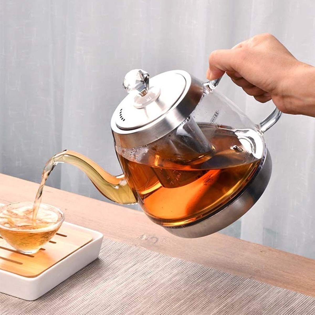 Hervidor eléctrico KANBUN, hervidor de agua, hervidor de té, hervidor termostático con filtro ajustable 1L 1000W Calefacción presente