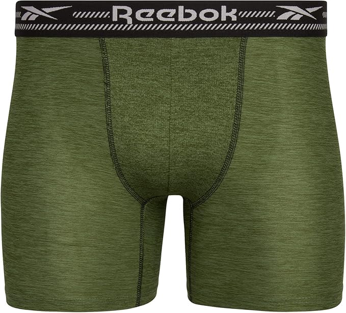 Reebok Mens Boxer Briefs - 4 Pack Moisture Wicking Stretch Performance Mens Underwear Boxers with Contour Pouch (Sizes: S-XL), Size X-Large, Black/Grey/Green4