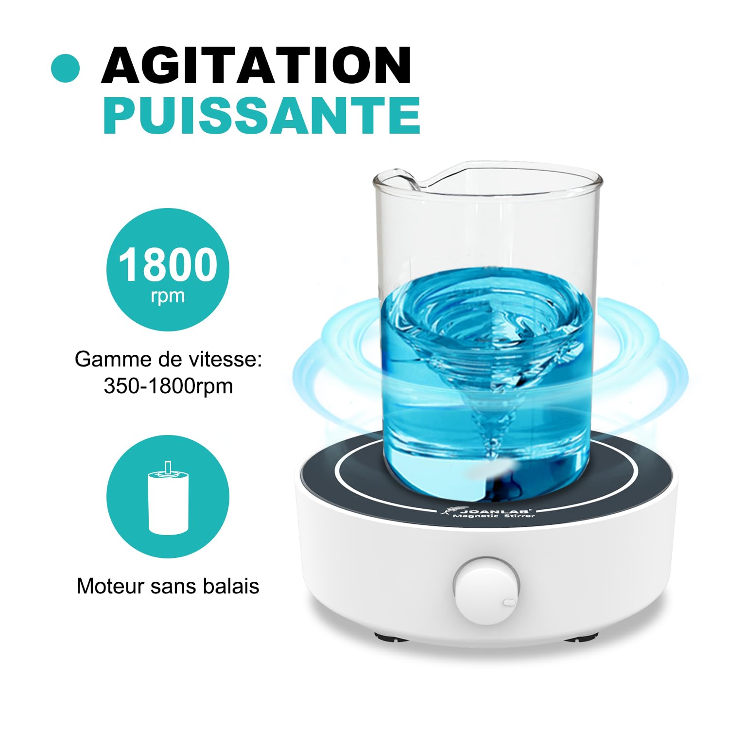 JOANLAB Mini plaque d'agitation magnétique 350-1800PRM Agitateur de laboratoire avec barre d'agitation, plaque d'agitation magnétique de laboratoire 3000ml