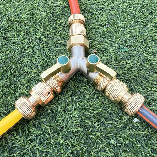 Garden Hose splitter, Heavy Duty Solid Brass Y splitter, Rust Resistant Two-Way Faucet splitter, Frost Resistant Outdoor Hose splitter,Brass Nickel,Extended Metal Handle Valve by TSGOHNL - Used condition - Image 3