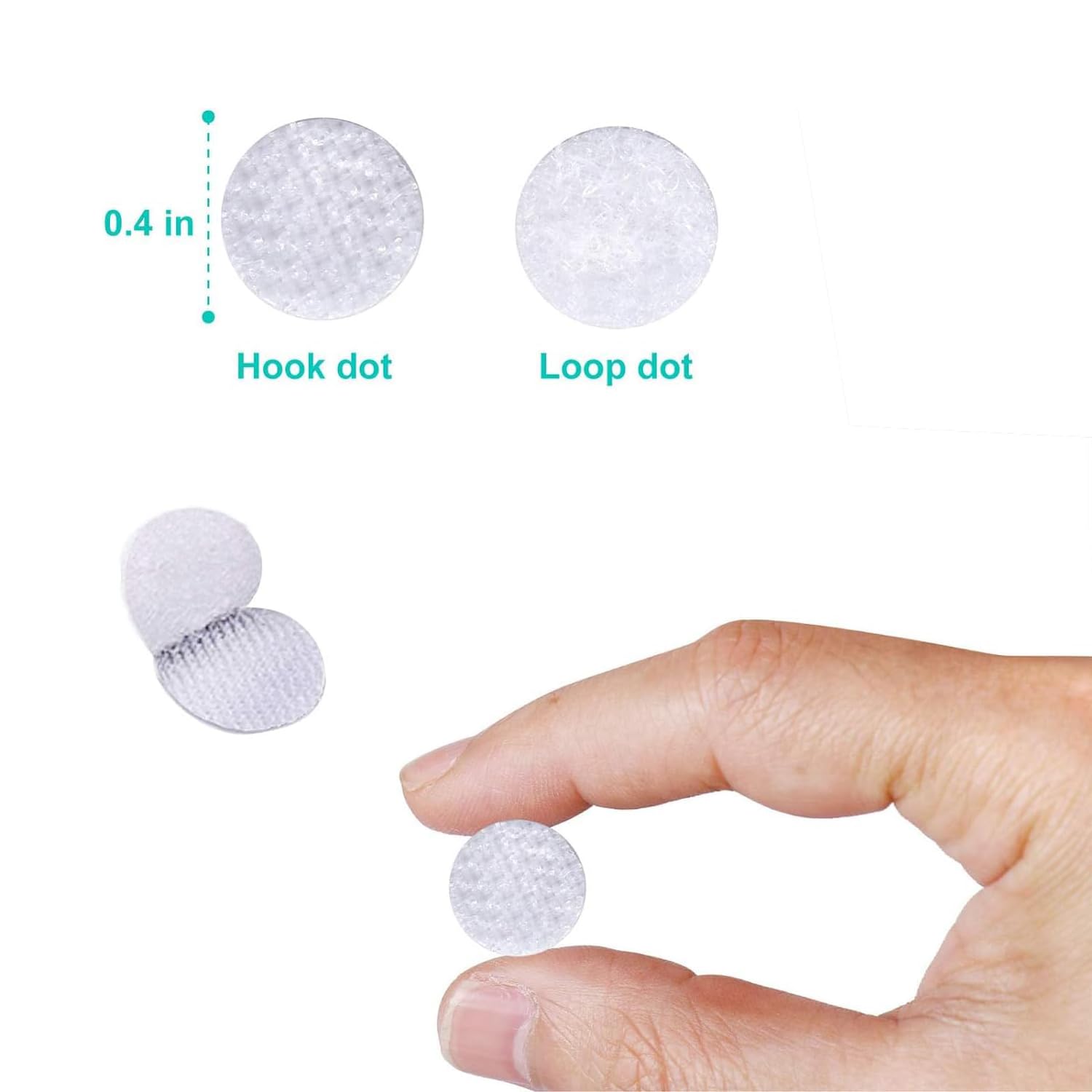 Puntos autoadhesivos, 1050 unidades (525 pares) fuerte adhesivo de 0.4 pulgadas de diámetro, monedas de nailon, puntos de gancho y bucle con cintas adhesivas impermeables para monedas, adecuados para