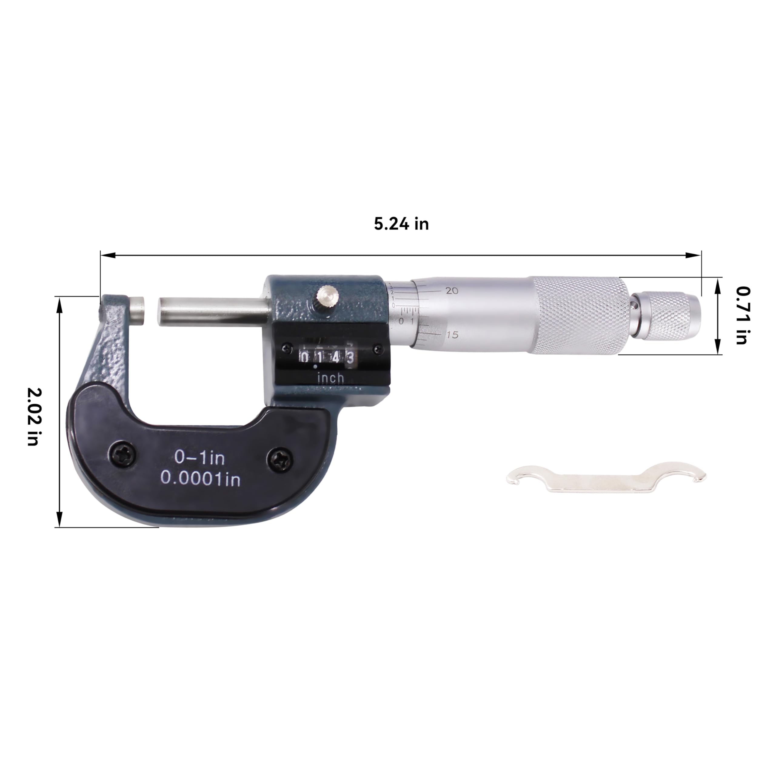 HFS (R) Micrómetro digital exterior de 1 pulgada, puntas de carburo de 0.0001 pulgadas