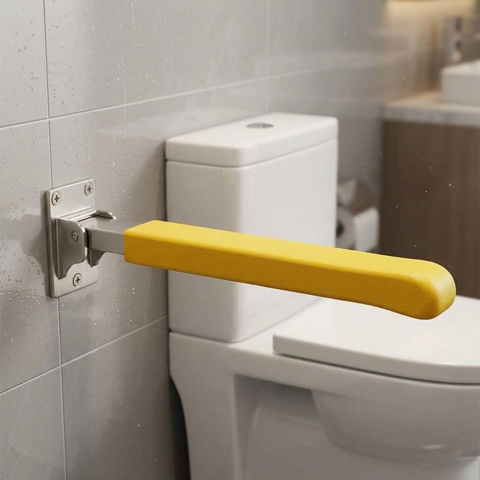 Corrimano Pieghevole per WC Barra di per, Bianco, Bianco Brillante, Corrimano Pieghevole Per WC 62CM Con Impugnatura Confortevole