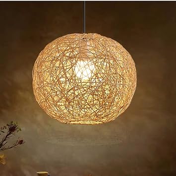 Modern Circular Rattan Basket Chandelier Bamboo Hanging Lamp Handmade Woven Chandelier Wicker Rattan Shades Weave Lamp Lantern Used for Rural Corridor Farmhouses