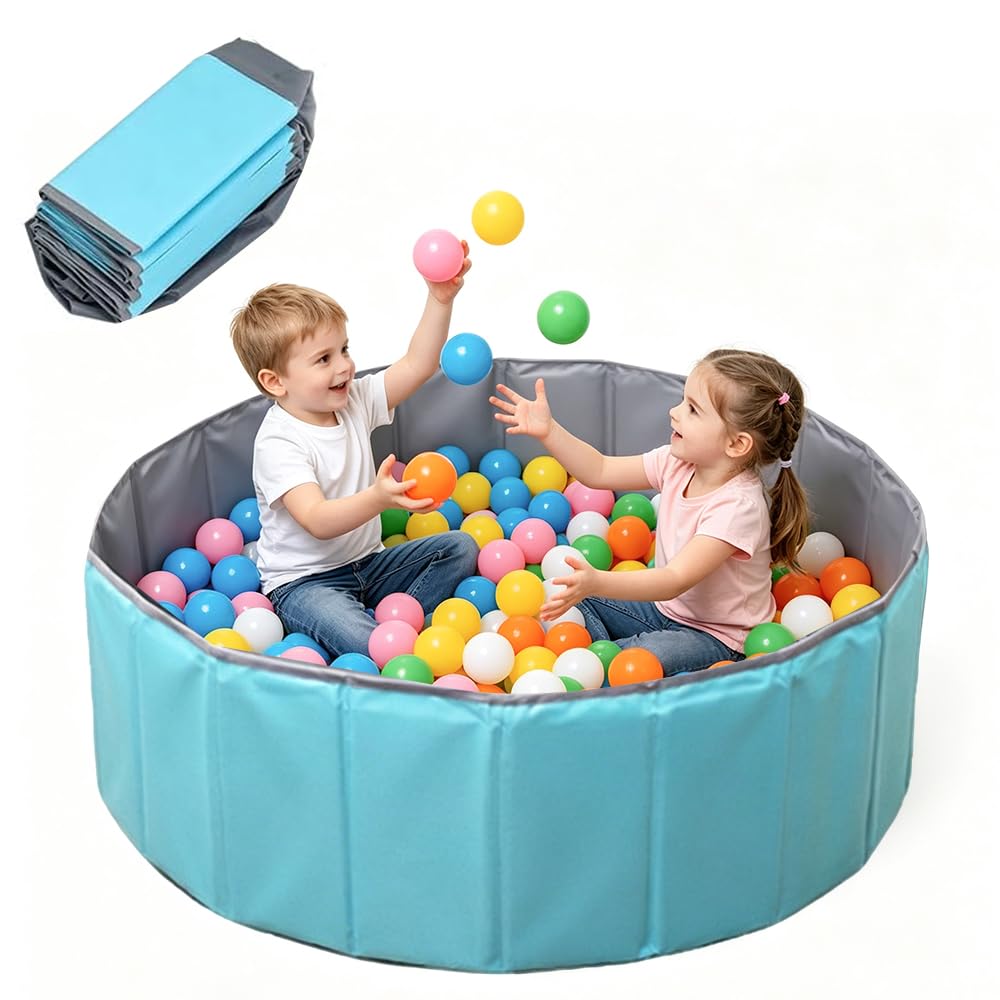 NKFBEV Ball Pit, 100 cm Foldable Baby Ball Pit, Dog Ball Pits, Round Ocean Ball Pits for Children Girls Boys, Portable Ocean BallPit for Dogs Cats Indoor Outdoor, Balls Not Included (Blue)