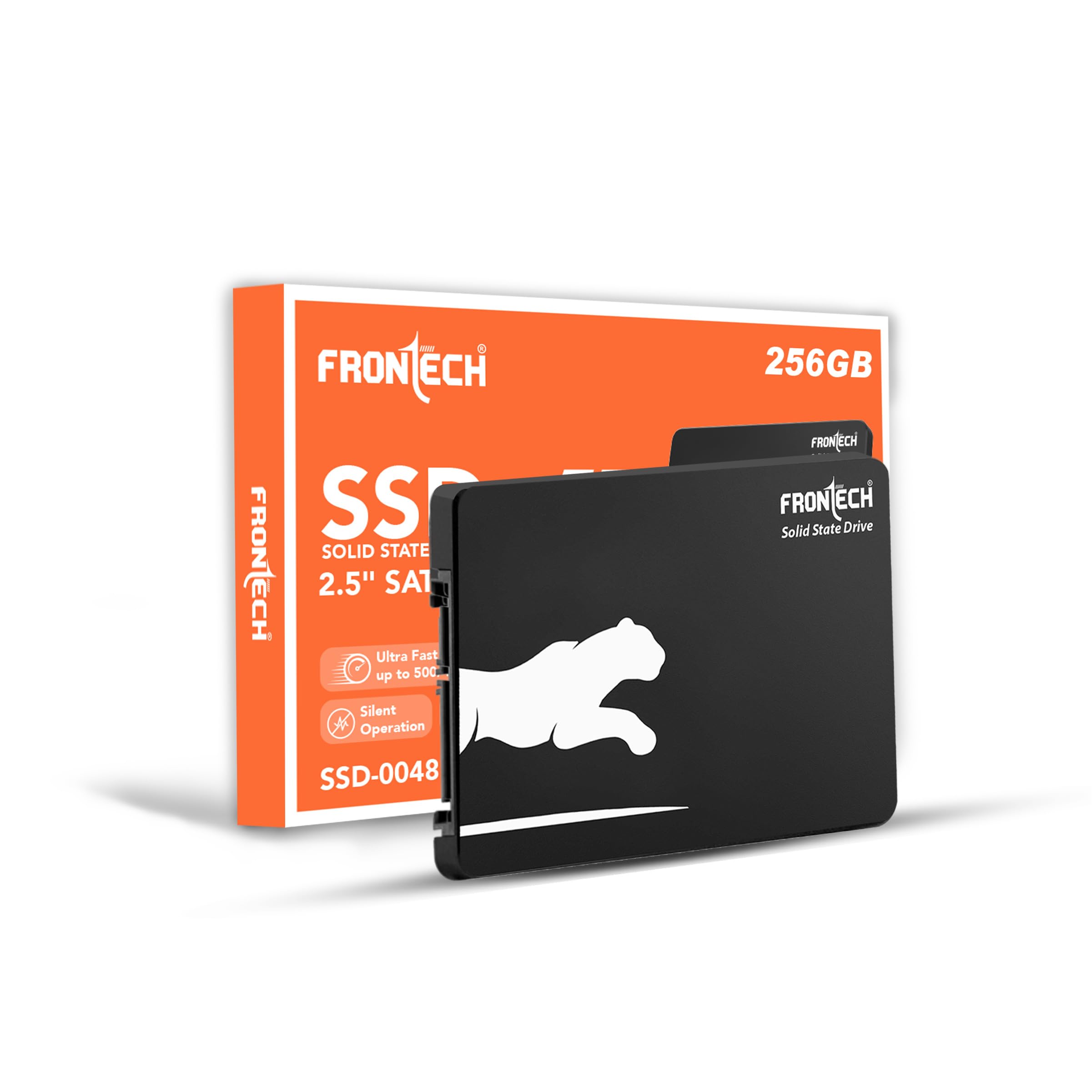 FRONTECH 256GB Internal SSD, 2.5 SATA3, Low Energy Consumption, Ultra Fast with Read/Write Speed Upto 500/480 Mbps, (SSD-0048, Black & White)