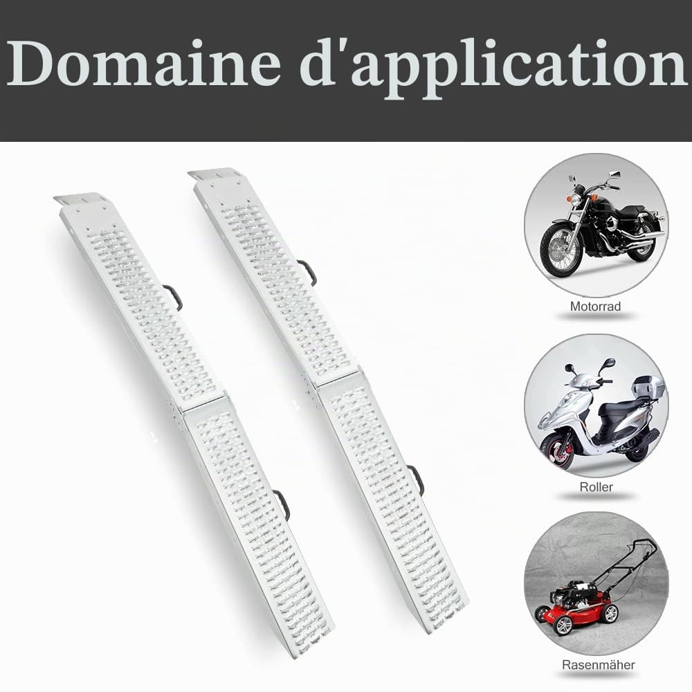 FIVMEN Lot de 2 rampes de chargement pliables pour voiture, capacité de charge 400 kg, rampe de chargement pour moto, remorque, tondeuse à gazon