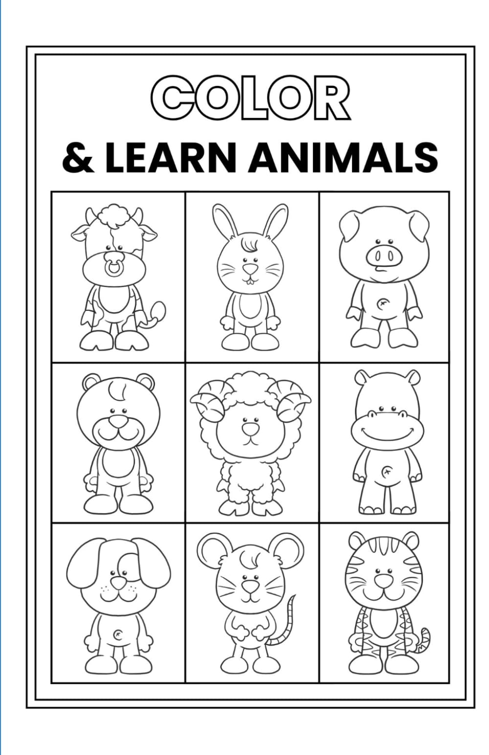 Learn about animals.: Color the animals and learn their names.