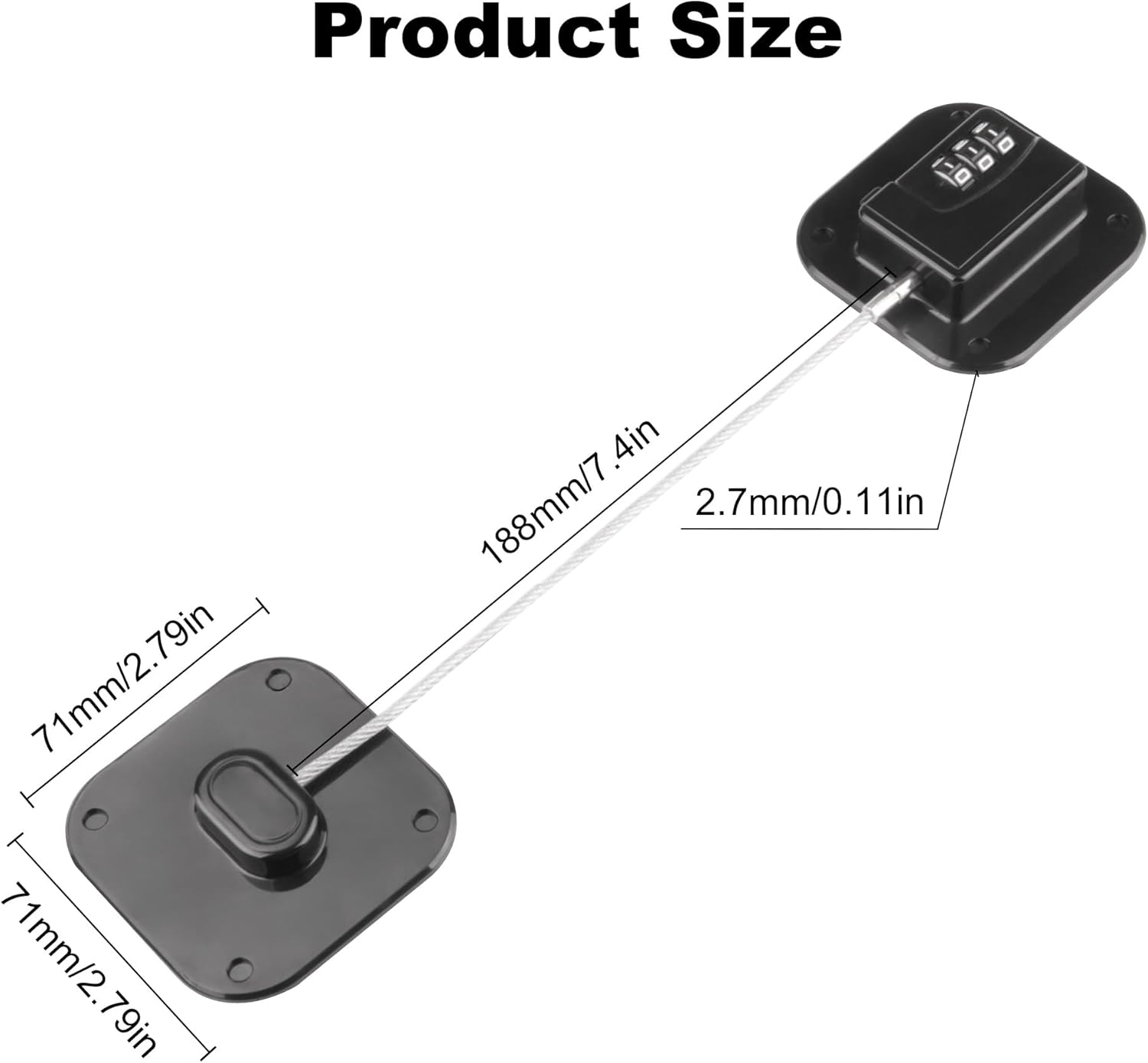 Child Proof Refrigerator Lock, 3 Digit Code Child Proof Fridge Lock for Kids, No Drill Self Adhesive Baby Safety Locks for Oven, Cabinet, Toilet Seat & Furniture, 2 Pack, Black & White