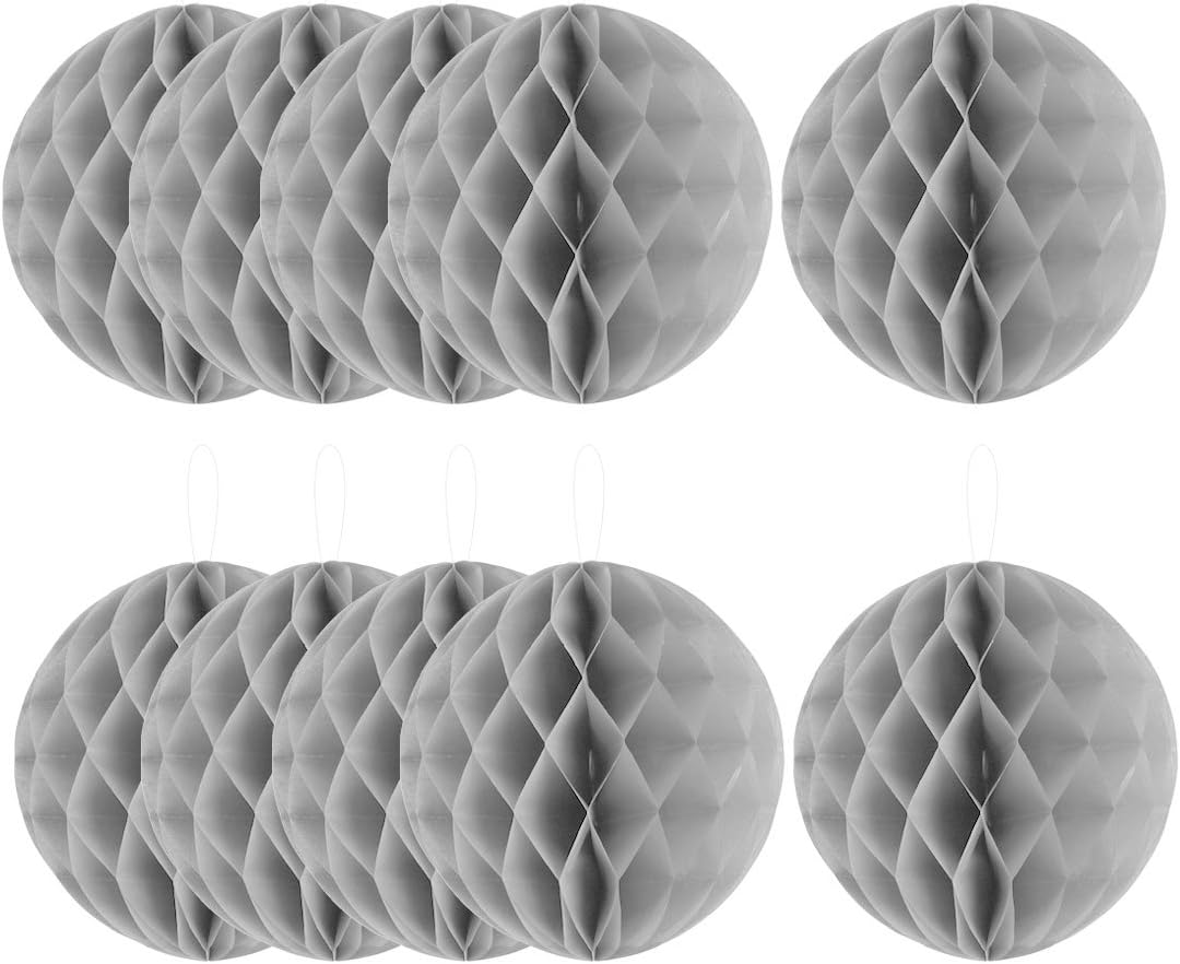 Ruilogod Paper Household Party Wall Window Door DIY Decoration Honeycomb Ball 12 Inch Dia 10 Pcs Gray (id: f0a e4f 53c d6f f53