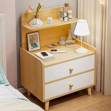 Bedside Table, Side Table, 3-Tier End Table Nightstand, Includes Storage, Bedroom, Living Room, Wooden Drawers Included, Small Items Storage, Easy to Assemble, Wooden, Small, Space Saving Wood