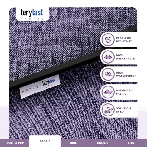 Image of Midtown Umbrellas Push and Pop - 8 Ft Patio Umbrella, Purple Texture Canopy