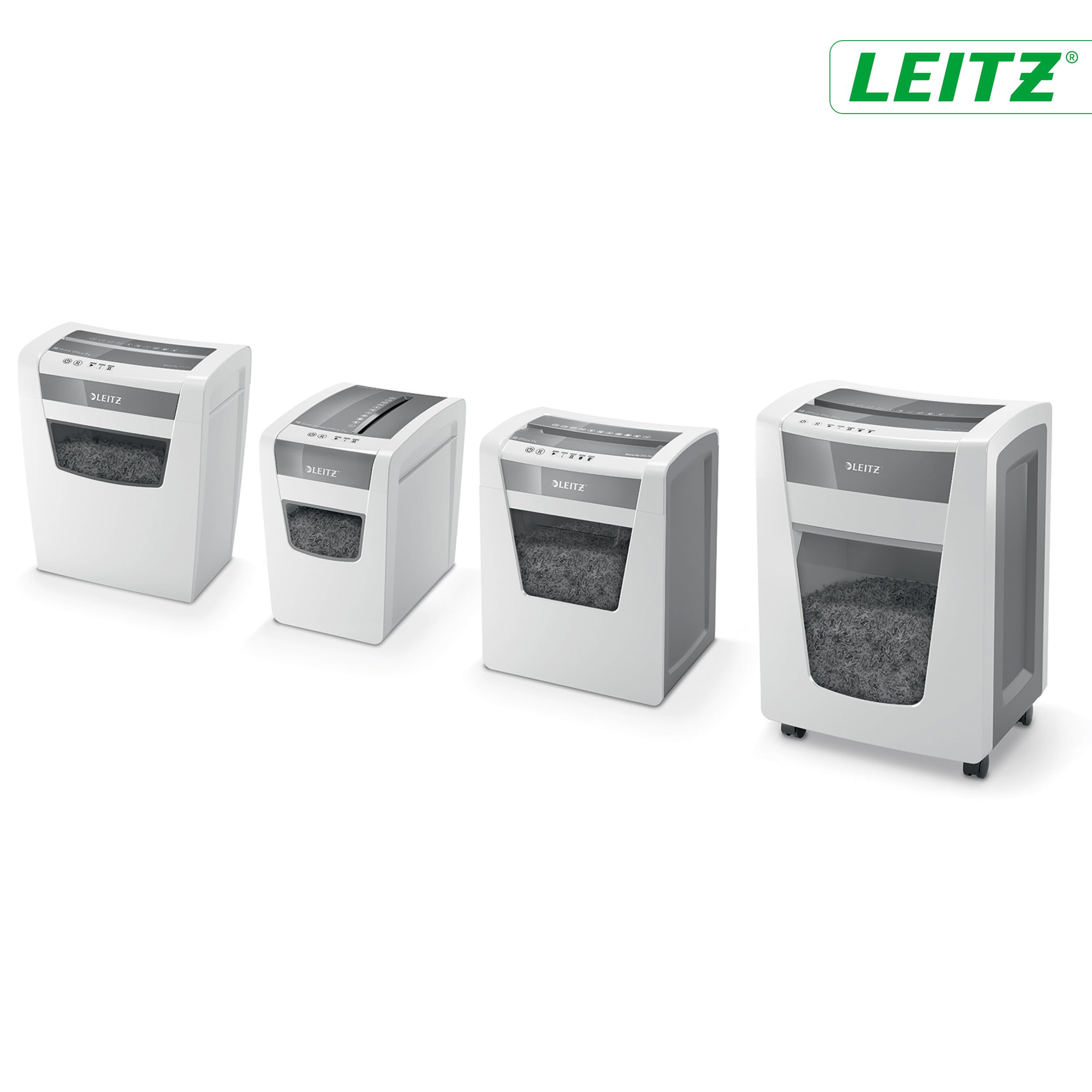 Leitz IQ, Distruggidocumenti Home Office P4, 12-10 Fogli A4 (70-80 gr/mq), Taglio a frammento, Sicurezza P4, Capacità 23 litri, Tecnologia Anti-Inceppamento e Touch-Control - 80090000