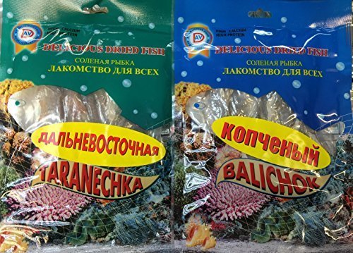 (pack of 2) Assorted TARANECHKA and BALICHOK (Dried Fish) THAILAND, Vacum Packed in Plastic Bag by AV Delicious