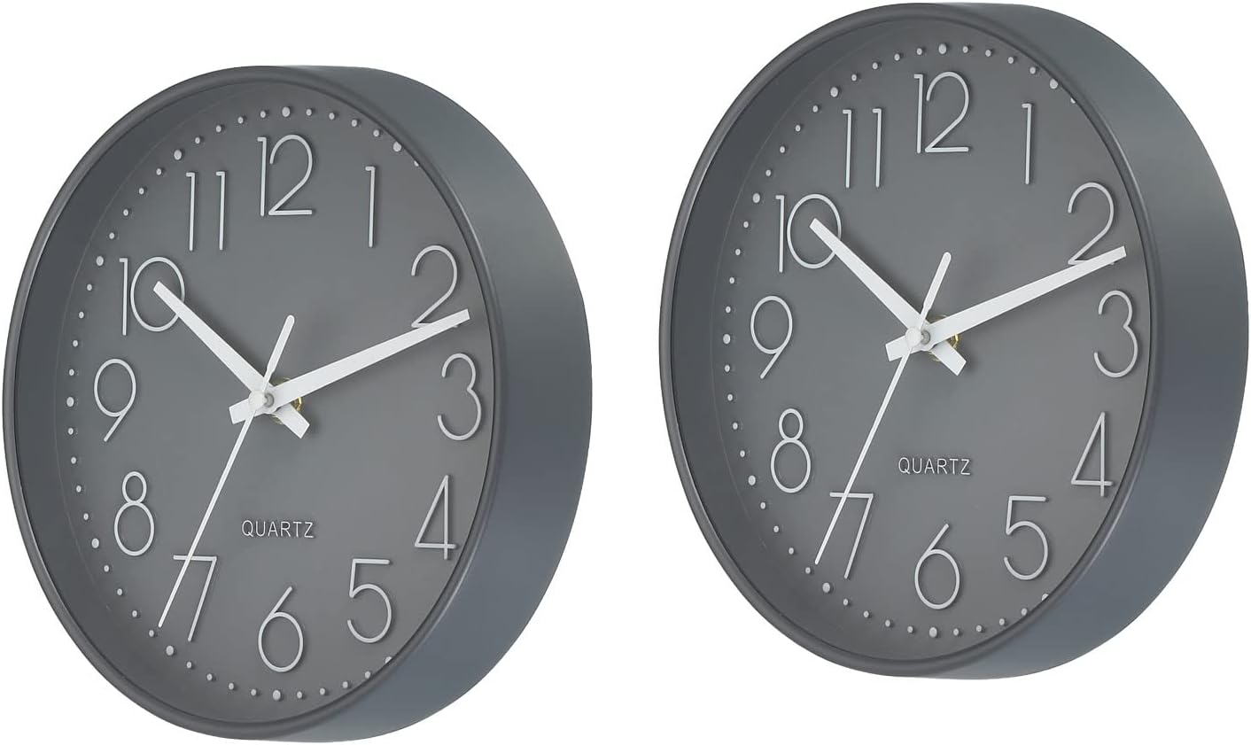 PATIKIL 8 Inch Round Wall Clock, 2 Pack Battery Operated Silent Non-Ticking Wall Clocks for Office Bedroom Kitchen, Gray