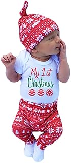 Deloito--BaClothes Set Baby,Clothing,Baby Boys 0-24m,Suits & Blazers Deloito 3Pcs My First Christmas Santa Clothes Set Xmas Toddler Newborn Infant Baby Boy Girl Deer Romper Tops+Pants+Hat Outfits Pajamas 0-24 Months Baby