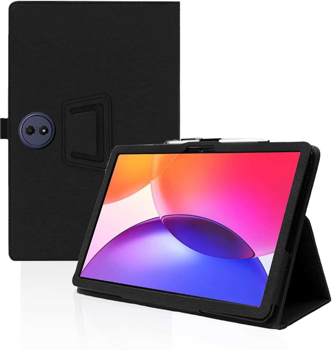 for TCL TAB A1 Plus 12.2 Inch Tablet Case,BOVUGAC Folding Stand Protective Cover with Pencil Holder and Wrist Strap,Full Protection, Premium PU,Scratch Resistant(Black)