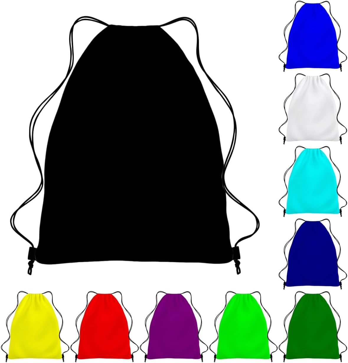 Custom Drawstring Backpacks Set of 10/50/100, Personalized Gym Bags with Logo Photo Name Bulk Bag, 1 PC Blank Black